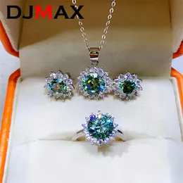 Wedding Rings DJMAX Diamond Jewelry Sets For Women Original 925 Sterling Silver Sunflower Lady's Diamond Rings Pendant Earrings 230815