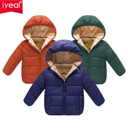 Jackor Iyeal Baby Girl Hooded Warm Fleece Inner Jacket For Kids Clothing Autumn Boys Coat Winter Toddler Kläder Barn Ytterkläder 230816
