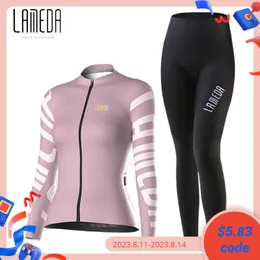 Set di maglia ciclistica Lameda Women's Cycling Suit Professional Essiccatura rapida Pantaloni a maniche lunghe Highway Cylersey Set 230815
