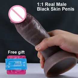 Dildos/Dongs 1 1 Real Man Penis Huge Dildo Soft Silicone Phallus Big Sucker Vagina Member Adult Anal Sexy Toys Strapon Masturbators For Women HKD230816