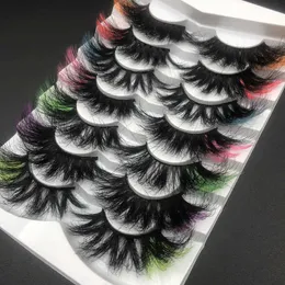 False Eyelashes Mikiwi 7 Pairs Colored Mink Lashes 25mm Wholesale With Color On The Ends 2 Strips Lash 230816