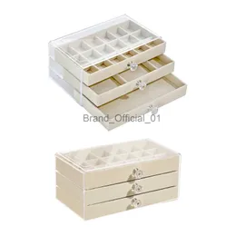 Akrylsmycken Box 3 Layer Jewelry Organizer Justerbara avdelare för byrå Nattsbord Beige Clear Exterior 9x5.3x4inch X0816