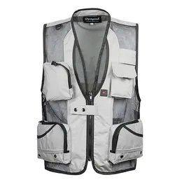 Men s Vests Summer Thin Mesh Vest For Men XL 5XL Casual P ographer Work Outerwear Varsity Multi Pocket Waistcoat Male Sleeveless Jacket 230815
