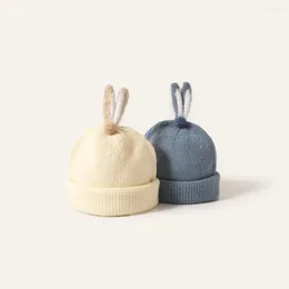 Basker stil baby cap höst vinter solid färg barnkorgnät öron ull hatt för pojke flicka varma barn mössor hattar