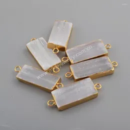 Colares de pendentes 5pcs retângulo selenita cura de cura de jóias de cristal acessórios para fazer colar de charme de ouro diy