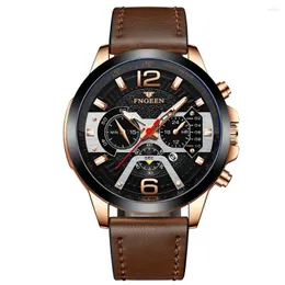 Wristwatches FNGEEN Fashion Top Men Waterproof Watch Six Needle Multifunctional Steel Skin Band 5858 Wrist