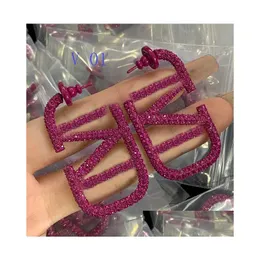 Stadnina projektanci kolczyków biżuterii kolczyki hie liter uszy kolce różowy duży rozmiar luksusowe obręcze moda złota 925 sier love bijou dhsuh