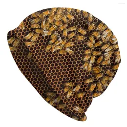 Basker Bee Honeycomb Unisex Bonnet Winter Outdoor Double Layer Thin Hats For Men Women