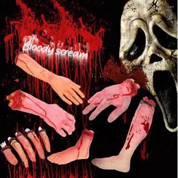 Party Masks Horror Trick Toy Scary Prop Latex Stump Bloody Cut Hand Bone Practical Joke Rubber Artificial Broken Feet Gags