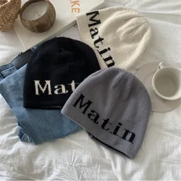 Beanie/Kafatası Kapakları Kore Mektup Örme Kapak Kadınlar Dome Bag Head Vintage çok yönlü Beanie Erkekler Hip-Hop Sonbahar Kış Sıcak Kayak Şapkası Trending Y2K KPOP 230815