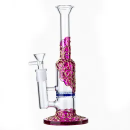 9 Inch Hookahs Heady Glass Bongs Bee Comb Perc Dab Rig Violet Gold Water Pipe Oil Rigs Mini Bong 14mm Female Joint Fab Egg Percolator Inline Perc Straight Tube