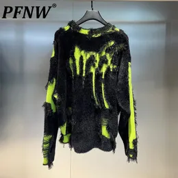 Maglioni maschili pfnw primaverilo pullover autunno autunno High Street Vintage Stamping Colo Colors Sploned Trend Chic Leisure Niche Coats 28A0641 230815