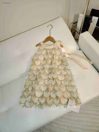 Designer Baby Kleidung Sommermädchen Rock Größe 100-150 cm Gold Faden Stickerei Edge Design Kinder Kleid Juli 10.