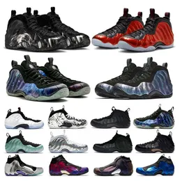 Toppmens basketskor män Foamposite One Pro Penny Hardaway Galaxy 2.0 Black Suede CDG X White White University Metallic Red USA Volt Trainers Sport Sneakers Shoe