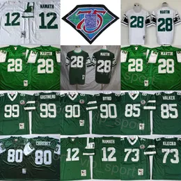 Retro Football 73 Klecko koszulki 1989 2004 Vintage 99 Mark Gastineau 90 Dennis Byrd 85 Wesley Walker 28 Curtis Martin 80 Wayne Chrebet 12 Joe Naath 75th