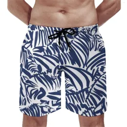 Shorts masculinos zebra tira marinha quadro abstrato diversão animal calças curtas Design Design Sportswear secagem rápida Troncos de aniversário Presente de aniversário