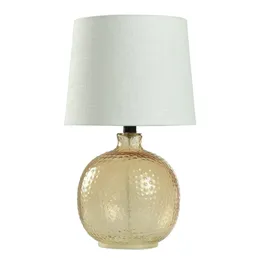 Lampada da tavolo in vetro martellato, ambra con tonalità bianca, 17