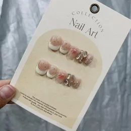 False Nails Emmabeauty Creamy Sweetheart Press On Short Round Shape Handmade With Soft And Smooth Gel Perfect For Valentine's Day