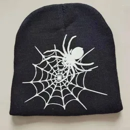 Berets Skeleton Hand Beanie Y2K Luminous Cap Skullies Baggy Slouchy Skull Spider Web Hat