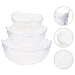 Bowls 3 Pcs Serving Trifle Deep Household Large Entertaining Glass Salad Big