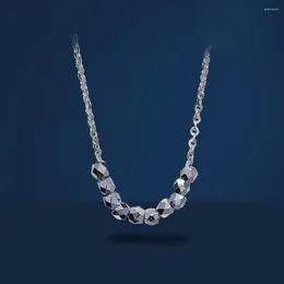 Correntes Real Pure Platinum 950 Chain Mulheres Lucky esculpidas pendentes o colar de link 3.2g