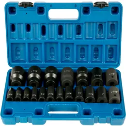 1 2 Impact Socket Set, 6-Point Hex Sockets, 19 Pieces, Standard SAE