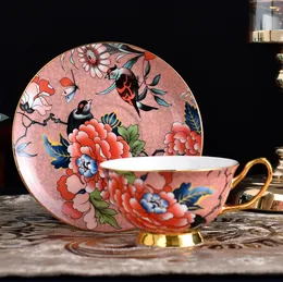 Muggar Peony Mönster Vatten Pot Gold Line Tea Set Komplett kaffekoppar med 6 vackra eftermiddag Låg 230815