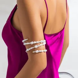 Braccialetti di braccialetti a spirale multistrato imitazione perle perle bracciale al braccio superiore per donne regalo di gioielleria alla moda