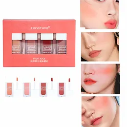 Blush 4pcsset Fruchtsaft Flüssigkeit Errötter Gesicht Körper Finish Schimmernde wasserdichte lang anhaltende natürliche Trimmkosmetik 230815