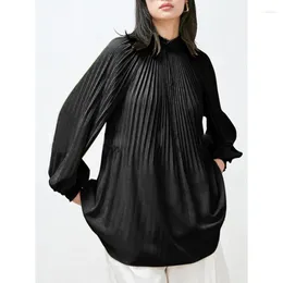 Women's Sweaters EOS2023 Early Spring Heavy Weight Hand Pinch Pleated French Temperament Loose Doll Shirt