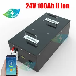 Rechargeable Lithium 24v 100ah li ion battery with pcb BMS for golf cart/solar system/truck/sea scooter+10A charger