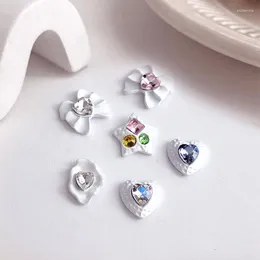 Nail Art Decorations 10PCS Baroque Whtie Spray Paint Alloy Bow Star Heart Charms Jewelry Accessory Parts Manicure Nails Decoration Supplies