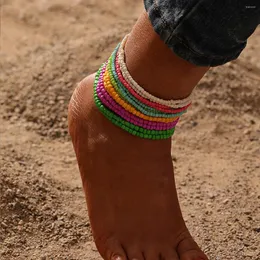 Kostki bohemian ręcznie tkane kolorowe koraliki ryżowe bransoletki z koraliki kostki dla kobiet letnie plażowe akcesoria biżuterii