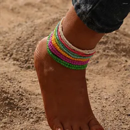 Anklets Bohemian Handwoven Colorful Rice Beads Beaded Ankle Bracelets For Women Summer Beach Set Jewelry Accessories