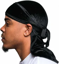 Beanieskull Caps Superior Velvet Fabric Durag Acessórios para cabelo BONNET CETINO MÚLTIPLA CORES TURBO CAP CHATES CHAPES LONGOS LIME