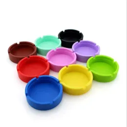 Silikon Soft Round Ashfray Ash Tray Holders PLUMINOER BORTABLE ANTI-SCALLING Cigaretthållare Multicolor Eco-vänliga LL