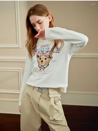 Moletons femininos Tecido de algodão Pullovers de primavera camisetas de mangas cheias desenho animado impressão de urso tampo tampo moletons roupas jk gothic