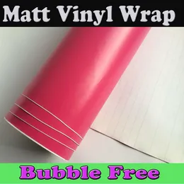 Pink Matt Vinyl Car Wrap Film With Air Release Full Car Wrapping Foil Rose Red Car Sticker Cover Size1 52x30M Roll 4 98x98ft276b