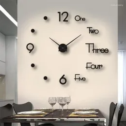 Väggklockor 3D stor storlek klockspegel klistermärke diy kort levande dekor meeting room modern design tyst akryl
