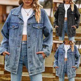 Giacche da donna Corean Fashion Pocket Denim Giacca per donne Vintage giù per il collare abbottona di capispalla harajuku casual allmatch cowboy cappotti 230815