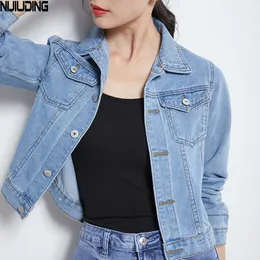 Damenjacken Nijiuding Denim Jacken Frauen Grundlagen Frühling Herbst Frauen Langarm Solid Wild Casual Outerwear Denim Coats Jacke 230815