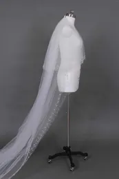 Bridal Veils 2 -poziomowe katedralne pannę młodą welon haft haftowany krawędź welonowa grzebień