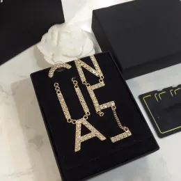 Lettere designer di nappe dorate penzolanti per stallone long orecchini in argento cristallo geometrico marchio di lusso da donna strass per la festa di nozze Jewerlry 2368