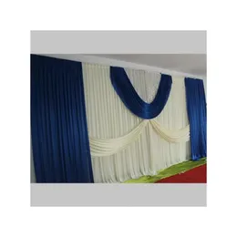 Decoração de festa Cortina de pano de fundo 3x6m com cenário G Cortagens de seda de gelo azul marinho/ entrega de gotas de gado de casa