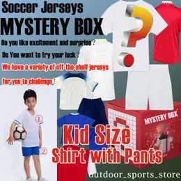 21 22 23 Clearance MYSTERY BOX Soccer Jerseys Kids size Any Teams Any name and number Season Thai Quality a clearance sale football shirts Top with pants