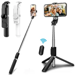 Selfie Monopods LED Stick Bluetooth tripé sem fio dobrável com o obturador remoto Preenchimento de luz Stck para smartphone 230816