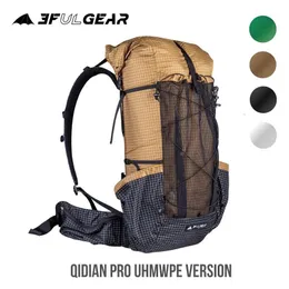 Backpacking Packs 3F UL Gear Qidian Pro ryggsäck utomhusklättring påse camping vandringspåsar qi dian uhmwpe ultralight unisex 230815