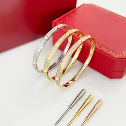 Com caixa de tenis para parafuso pulseira de pulseira de luxo jóias de luxo mulheres pulgle clássica titânio aço liga artesanal de ouro /lasca /rosa portfólio