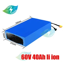 60V 40ah Lithium ion Battery BMS 16S Li Ion for 2000w 1500w for Scooter e Bike Go Cart Trickycle Scarger +5A Charger