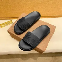 10A najwyższej jakości Kapcie 3D List Slajd Luksusowy projektant sandałowy sandał męski męski gumowy sandał swobodny letni klapki klapki czarne płaskie suwaki na zewnątrz muły